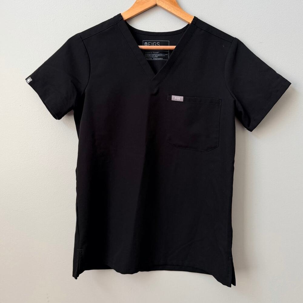 FIGS Technical Collection Black Catarina One-Pocket Scrub Top XXS